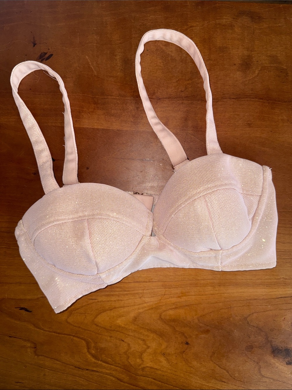 SHEIN Sparkly Pink Gold Padded Balconette Bra Top XS